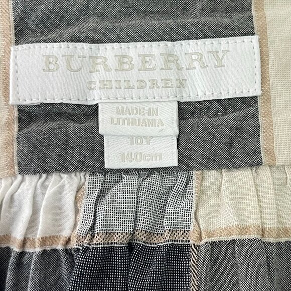 Burberry Kid's Cream Grey Sleeveless Striped Cotton Dress Size 10 Years - Picture 4 of 8
